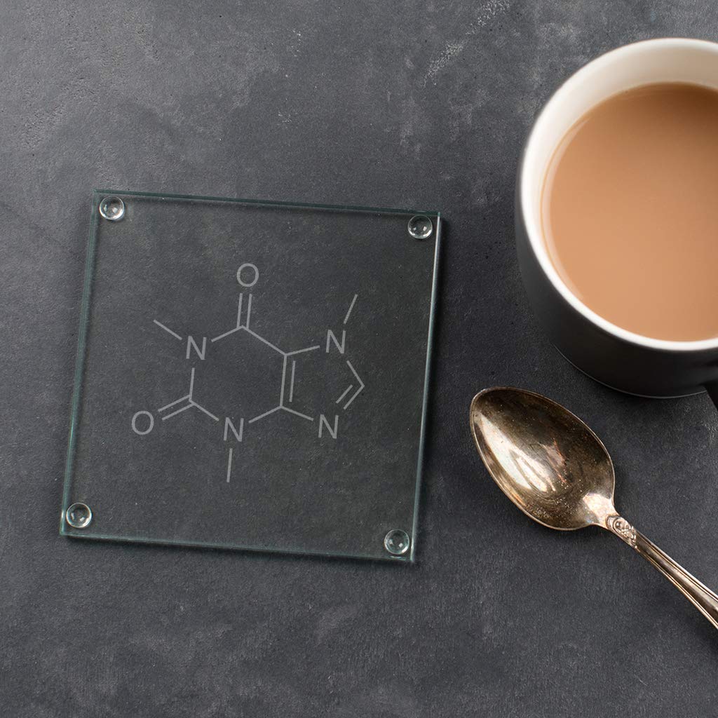 Caffeine Molecule Engraved Coaster/Coffee Molecule Chemistry Gifts For Teachers/Funny Coffee Coaster/Coffee Lovers Gift/Science Gifts For Adults
