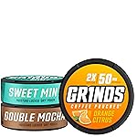 Grinds Coffee Pouches | 3 Can Energy Sampler | Double Mocha, Sweet Mint, Orange Citrus | 1 Pouch eq. 1/2 Cup of Coffee (3 Can Energy Sampler Pack)