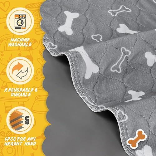 Miniatura 4 de Paquete de 6 almohadillas lavables para orina para perros, almohadillas reutilizables de 32 x 28 pulgadas, almohadillas antideslizantes para
