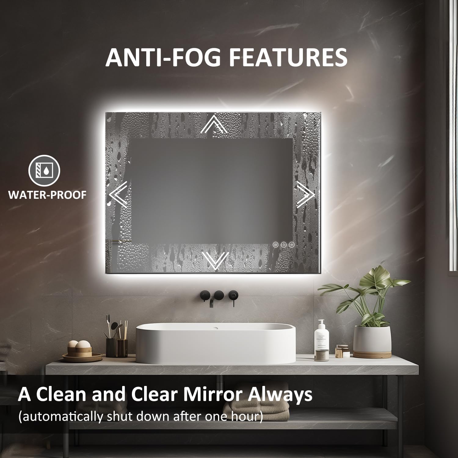 LED Bathroom Mirror 24"x32", 3-Colors Backlit, Stepless Dimmable, Anti-Fog, Memory, Wall Mounted Vanity Mirror with Lights, Eco Copper-Free, Perfect for Bathroom & Bedroom