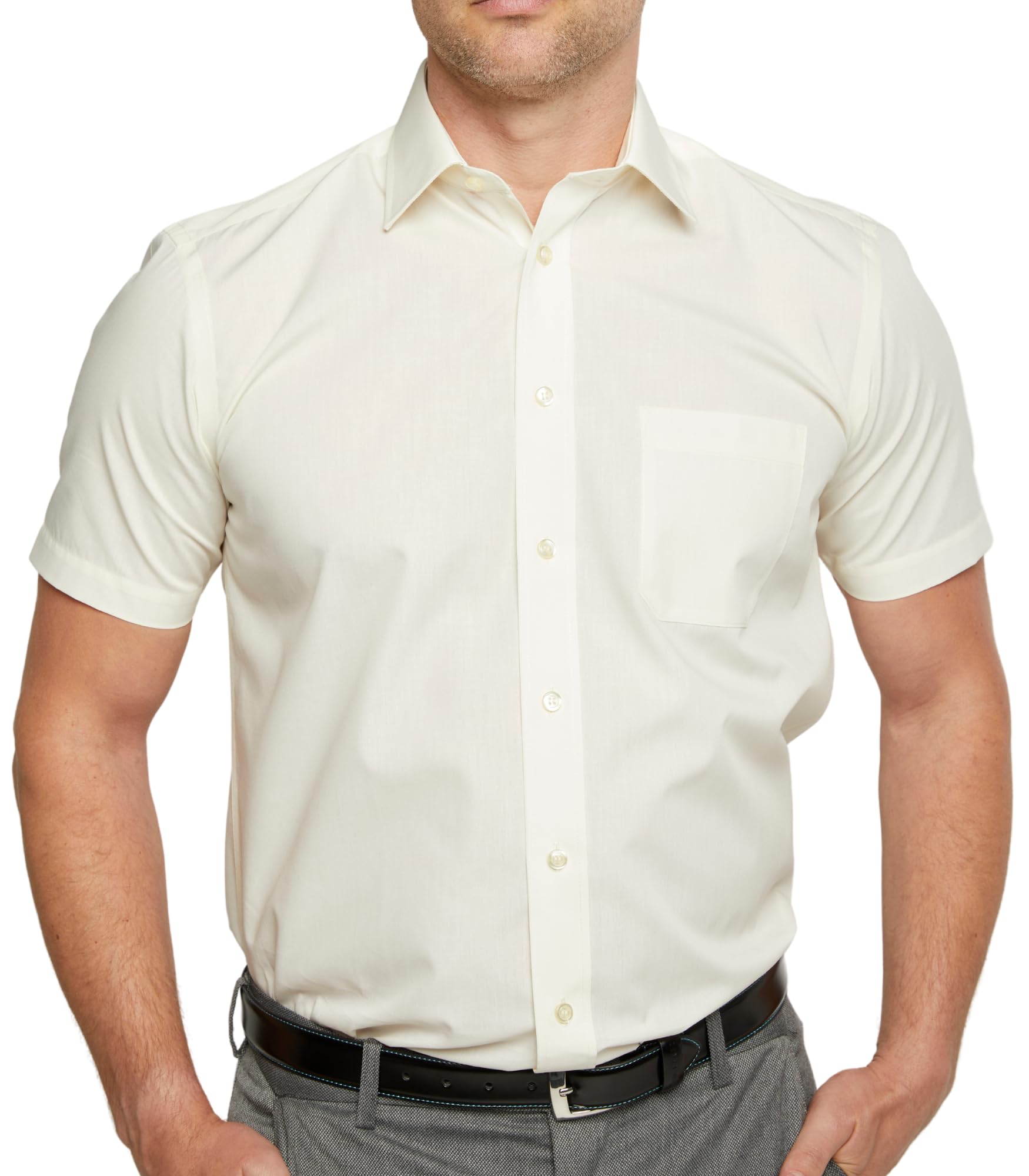 Double Two Men's Formal Shirt Beige 15.5 in