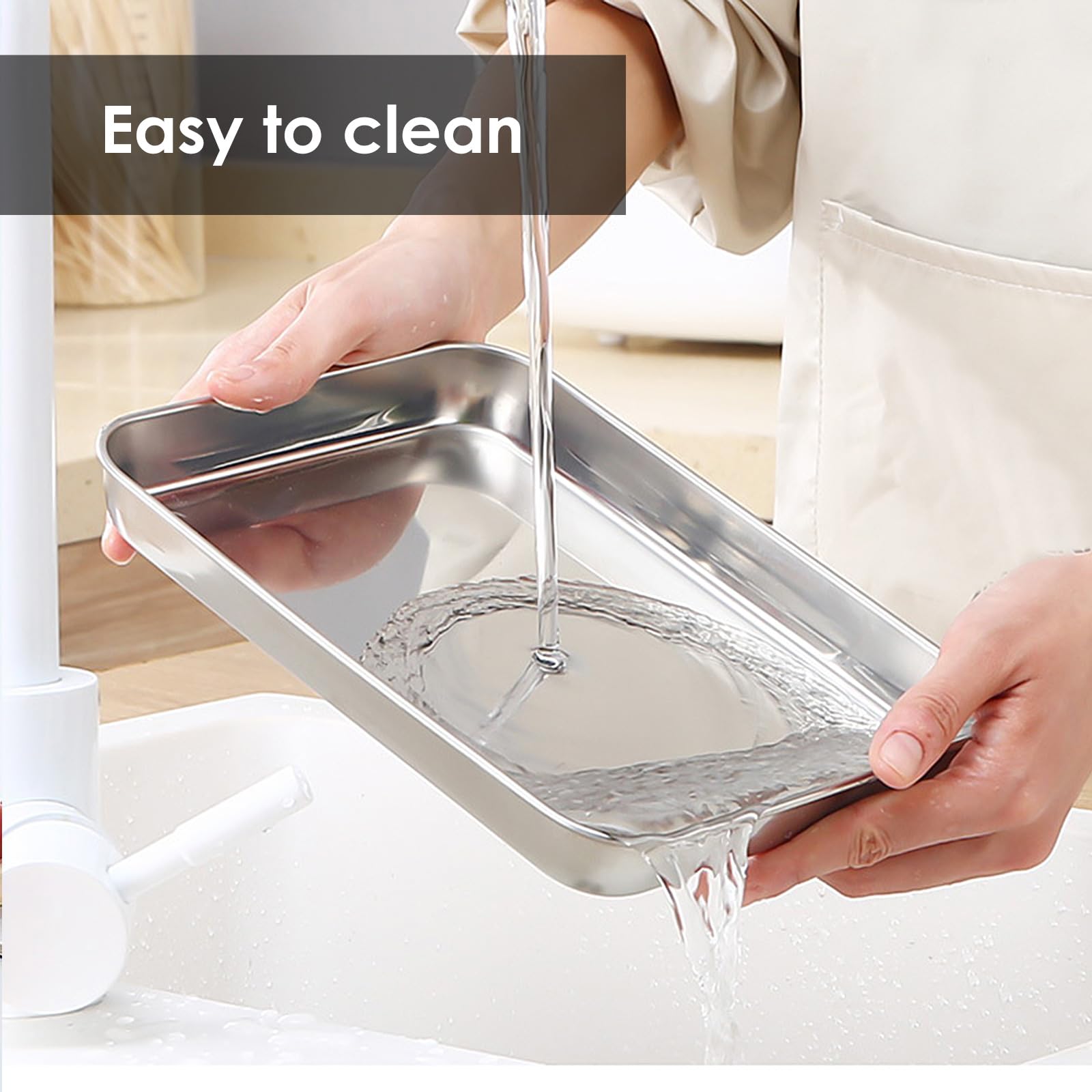 Teglia Forno Acciaio Inox 23.5x17.5x2.5cm - Antiaderente, Lavabile Lavastoviglie, Per Dolci E Arrosti - Foto 8