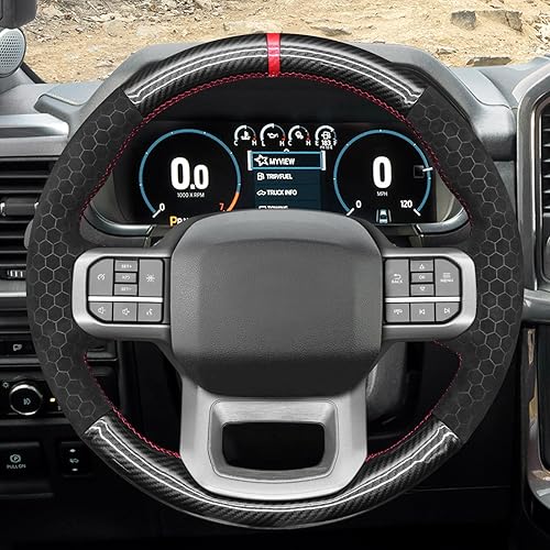 Miniatura 55 de MEWANT Hand Stitched Car Steering Wheel Wrap Cover for Ford F-150 2021-2023 / F-150 Lightning 2022-2023 Steering Wheel Accessories