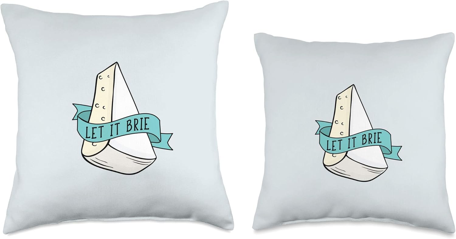 Let It Brie - Cute Funny Cheese Lover Pun Throw Pillow