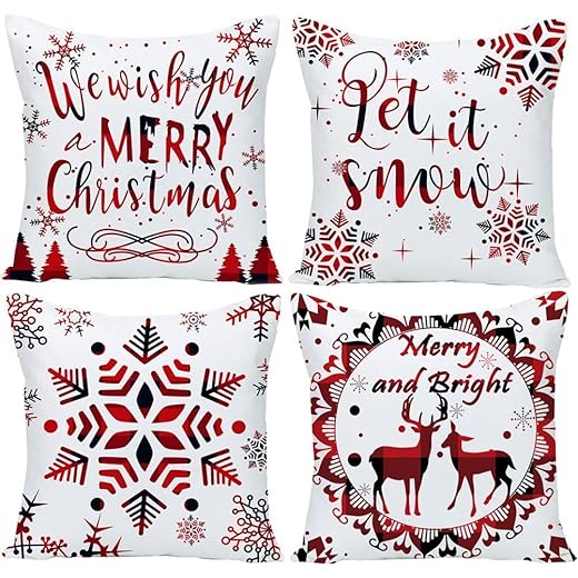Black Plaid Christmas Pillow Covers