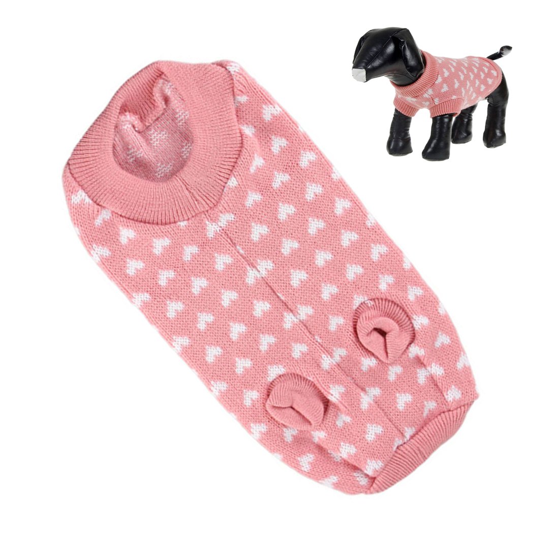 Futaba Lovely White Hearts Pattern Pet/Dog Sweater (Pink, Xl) (B077LXPMRY) Amazon Price History, Amazon Price Tracker