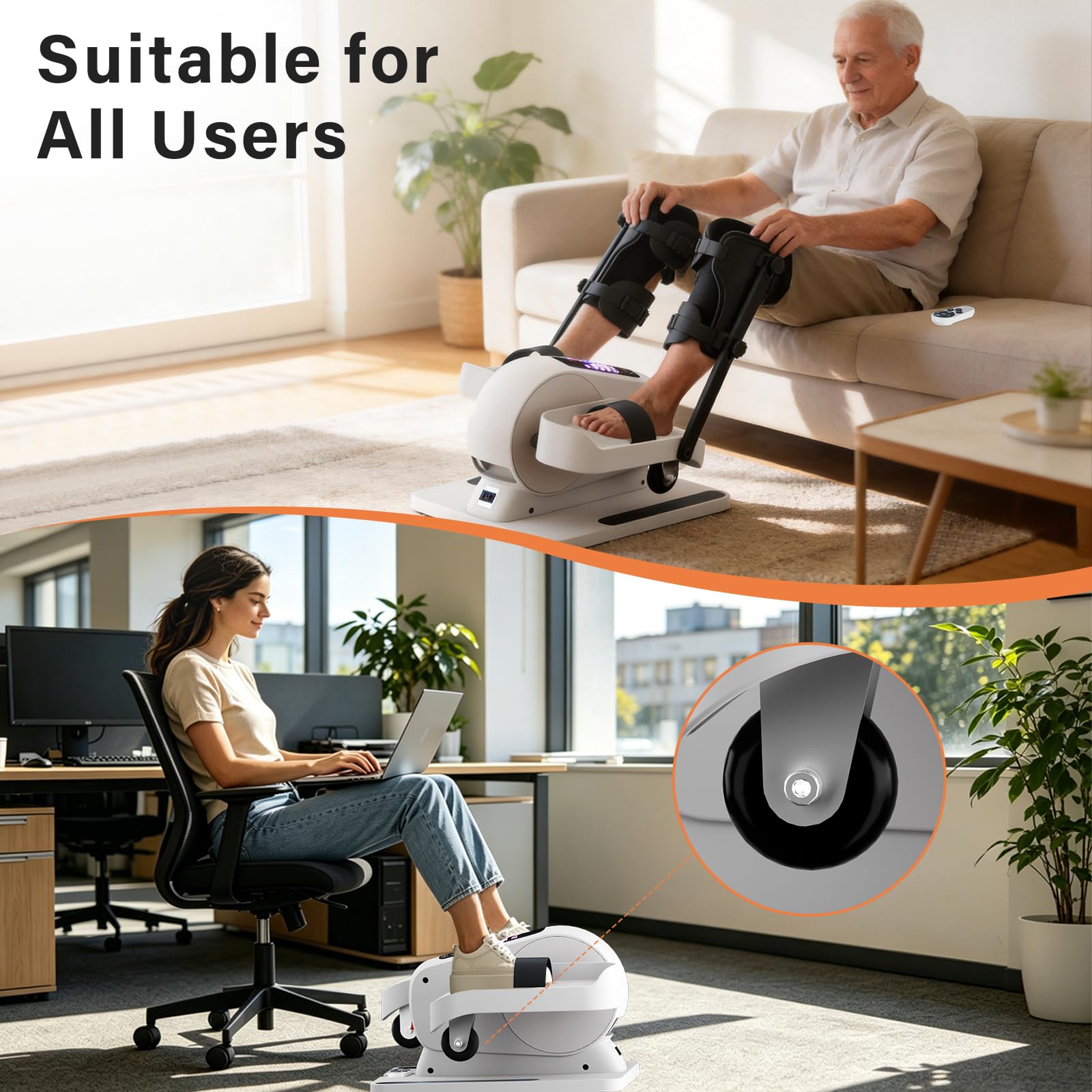 TODO Ellittica Elettrico per Casa, Ellittico Sotto Scrivania con Protezioni gambe, 15 velocità Regolabili & 9 Livelli di Resistenza, Cross Trainer Pedaliera per Anziani con Telecomando e LED Display