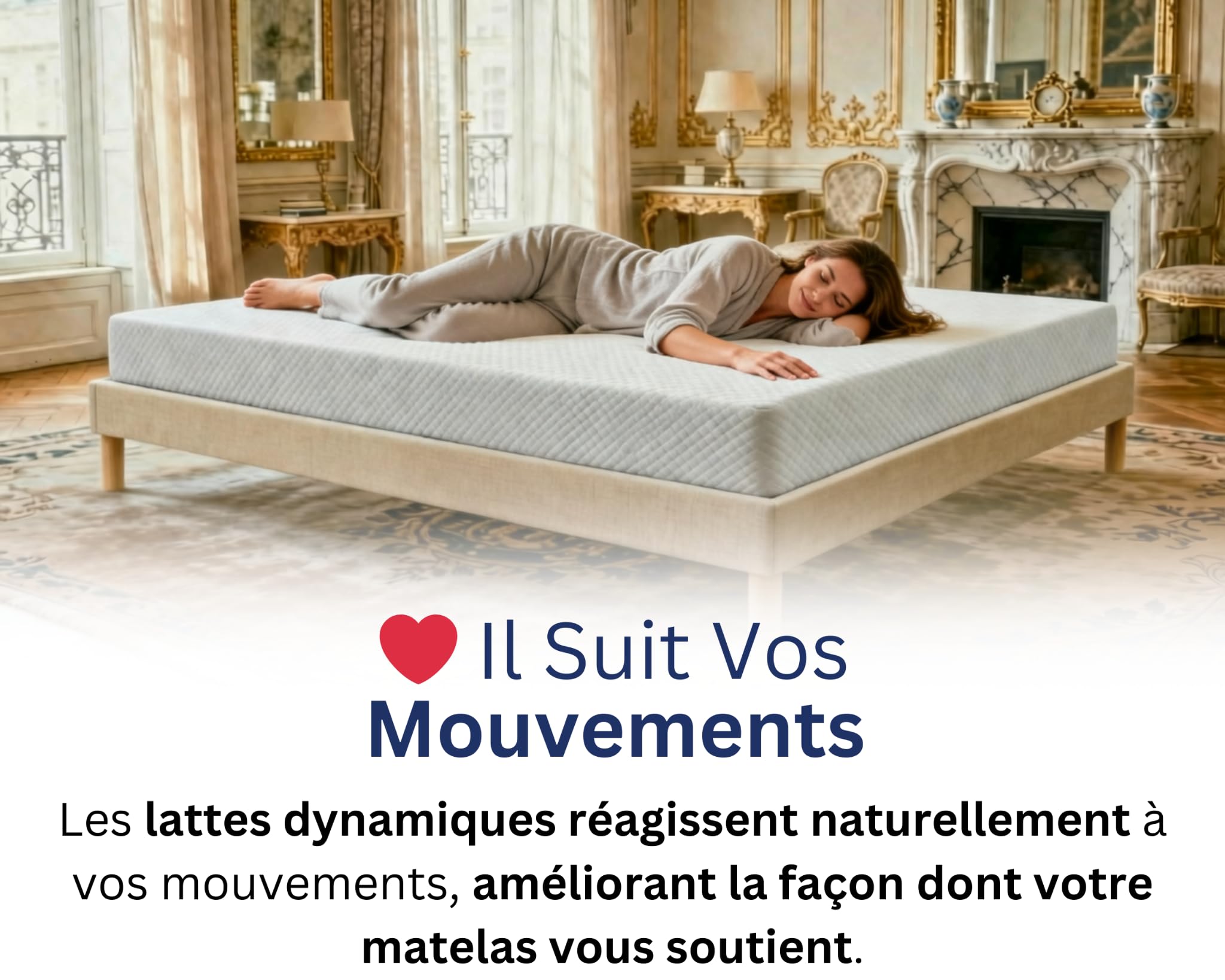 Sommier 140x190 Beige, Hauteur 30 cm, à Lattes Actives en Bois, Cadre Tapissé, Structure et Pieds Solide en Bois Massifs, Stable et Silencieux, Lit 2 Places pour Chambre Adulte