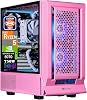 Velztorm Pink Fultix Gaming Desktop PC AMD Ryzen 5-5500, GeForce RTX 5070, 16GB DDR4, 1TB PCIe SSD  2TB HDD, RGB Fans, 750W PSU, WiFi 5, Bluetooth 5.0, RJ-45, 1 Display Port, HDMI, Win 11 Pro