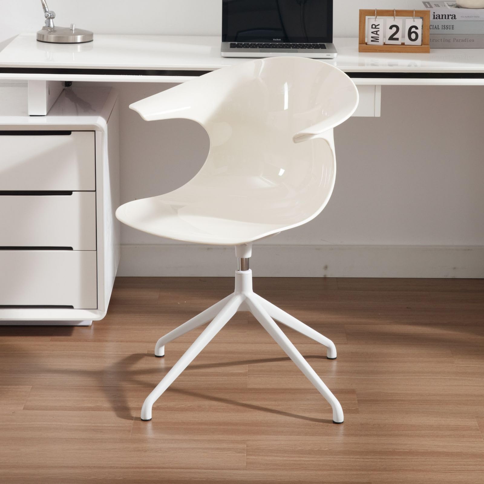 chairus PC Swivel Desk Chair Modern Office Chair for Workspace Bedroom (White)