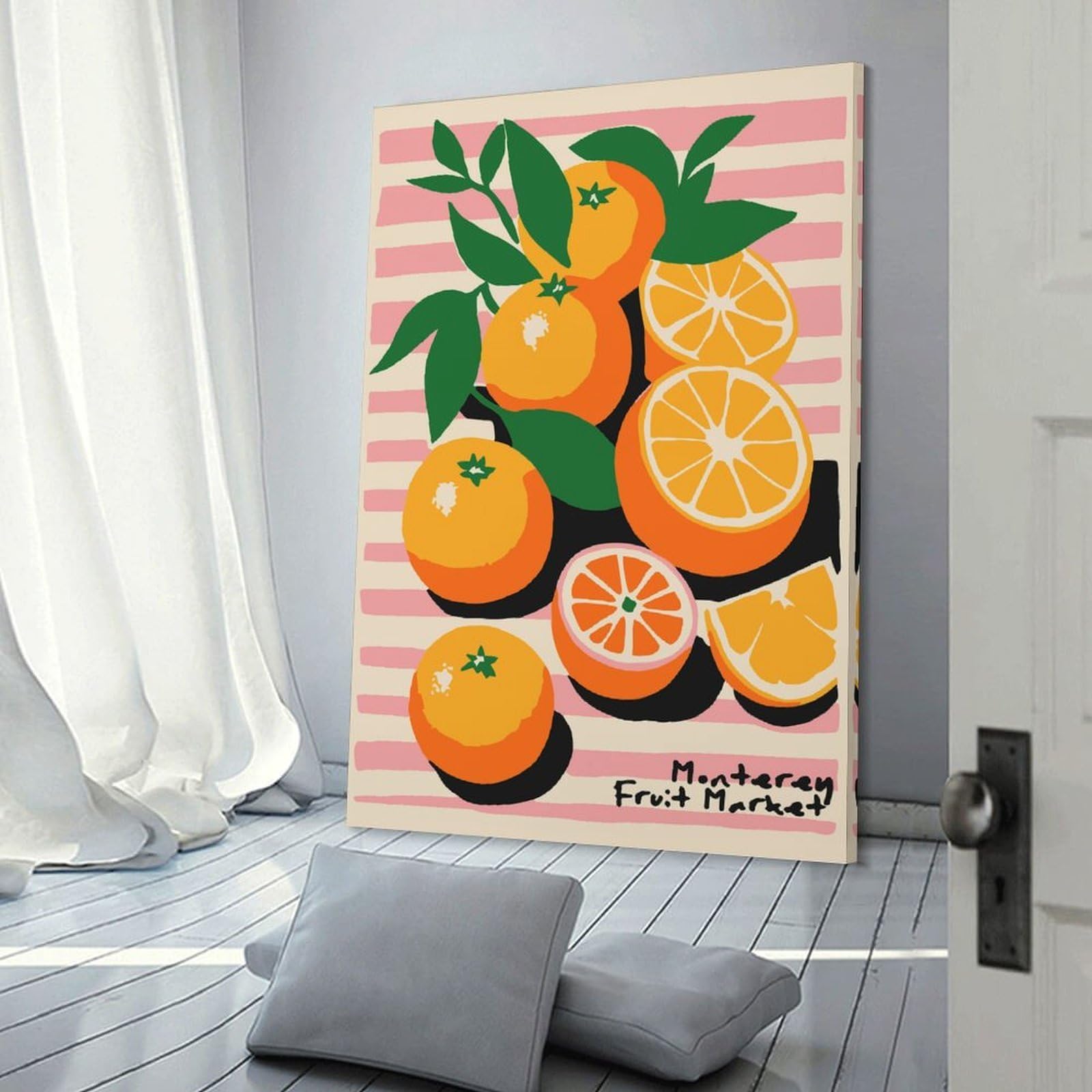 Junmoney Monterey Fruit Market Still Life Decorative Canvas Print, 12x18inch(30x45cm), for Gallery Wall Decor And Room Displays, Wall Decor Suited to Curated Displays