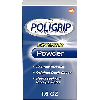 Super Poligrip Extra Strength Denture and Partials Adhesive Powder, 1.6 Ounce