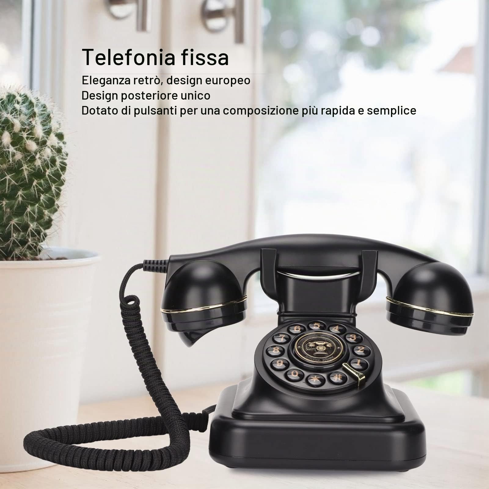 Zunate Telefono Vintage retrò, Telefoni Rotanti per Telefoni Fissi Vecchio Stile Telefoni Domestici Telefono da Scrivania con Filo per Ufficio Caffetteria Bar Arredamento Camera da Letto