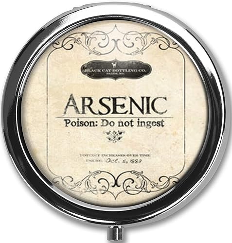 Pastillero con soporte para pastilleros, caja de almacenamiento de arsénico, estilo vintage, medicina, vitamina, organizador (arsénico), color