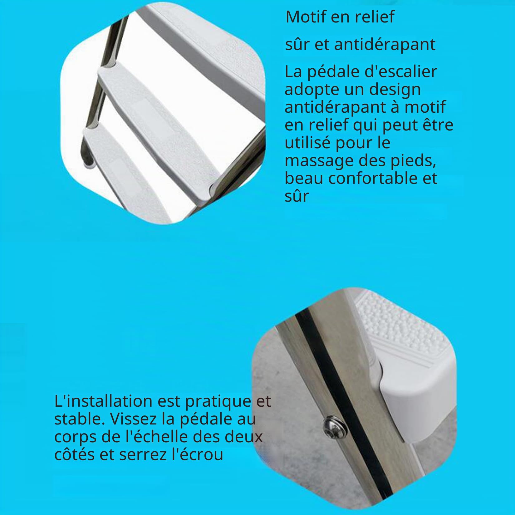 BOTOWI Échelle De Piscine De 110 Cm avec Plate-Forme Heavy Duty 304 Cadre en Acier Inoxydable Cour Arrière Extérieure Échelle De Piscine Hors Sol, Antidérapante Sécurisée 3 Marches, 550 LB