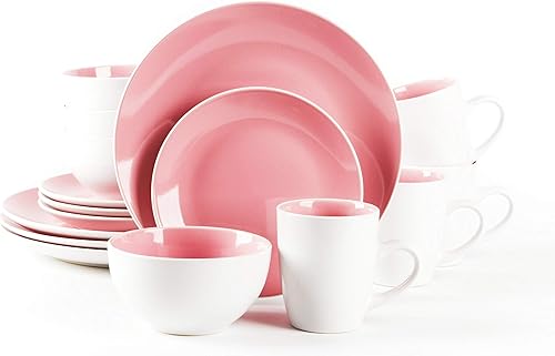 Miniatura 2 de juego de vajilla de gres en forma de cupé, blanca en el exterior + interior