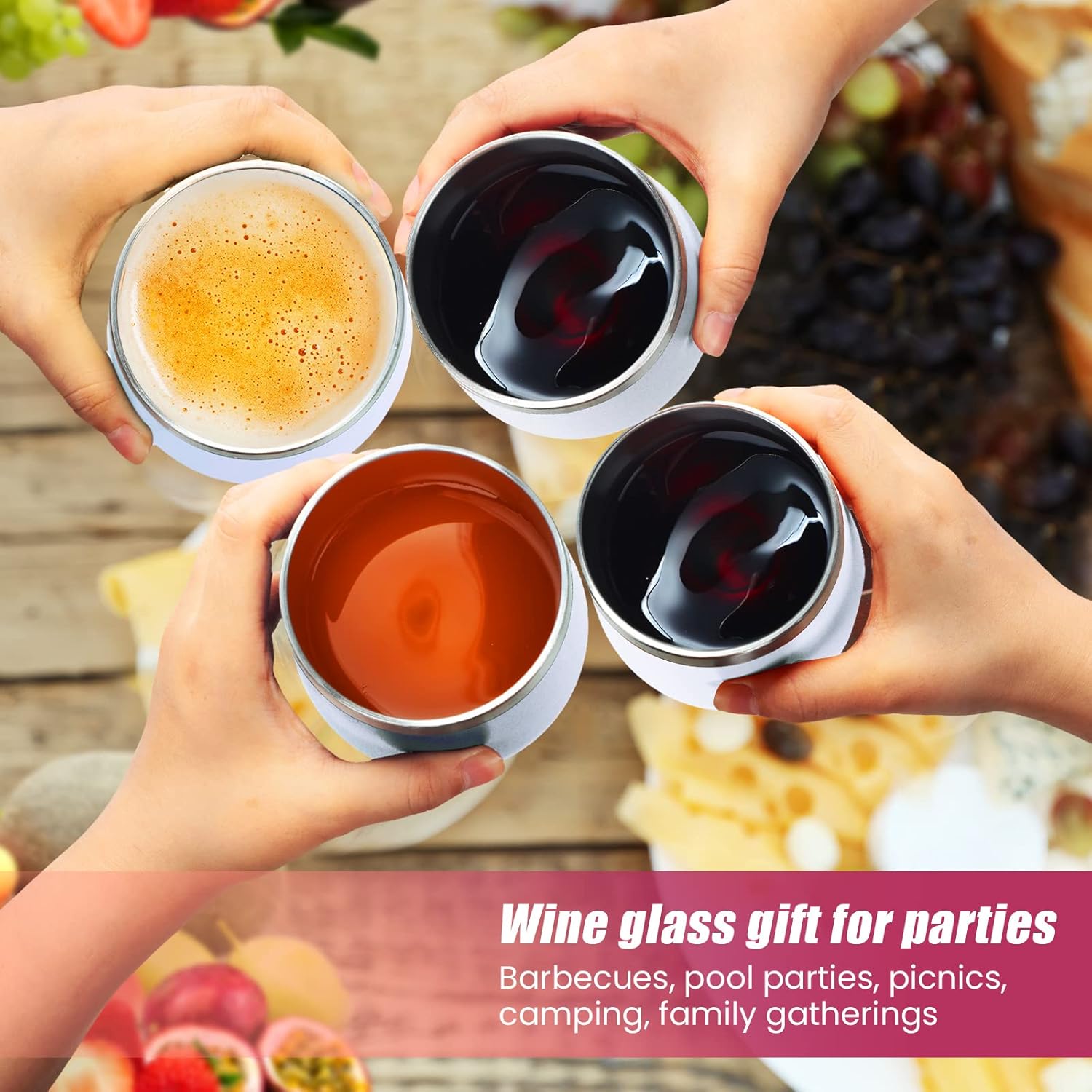 6 Pack Stainless Steel Wine Tumblers 12 oz Insulated Vacuum Wine Cup Set Double Wall Stainless Steel Stemless Mug Glasses for Coffee Soda Whiskey Outdoor Travel (White) - Image 7