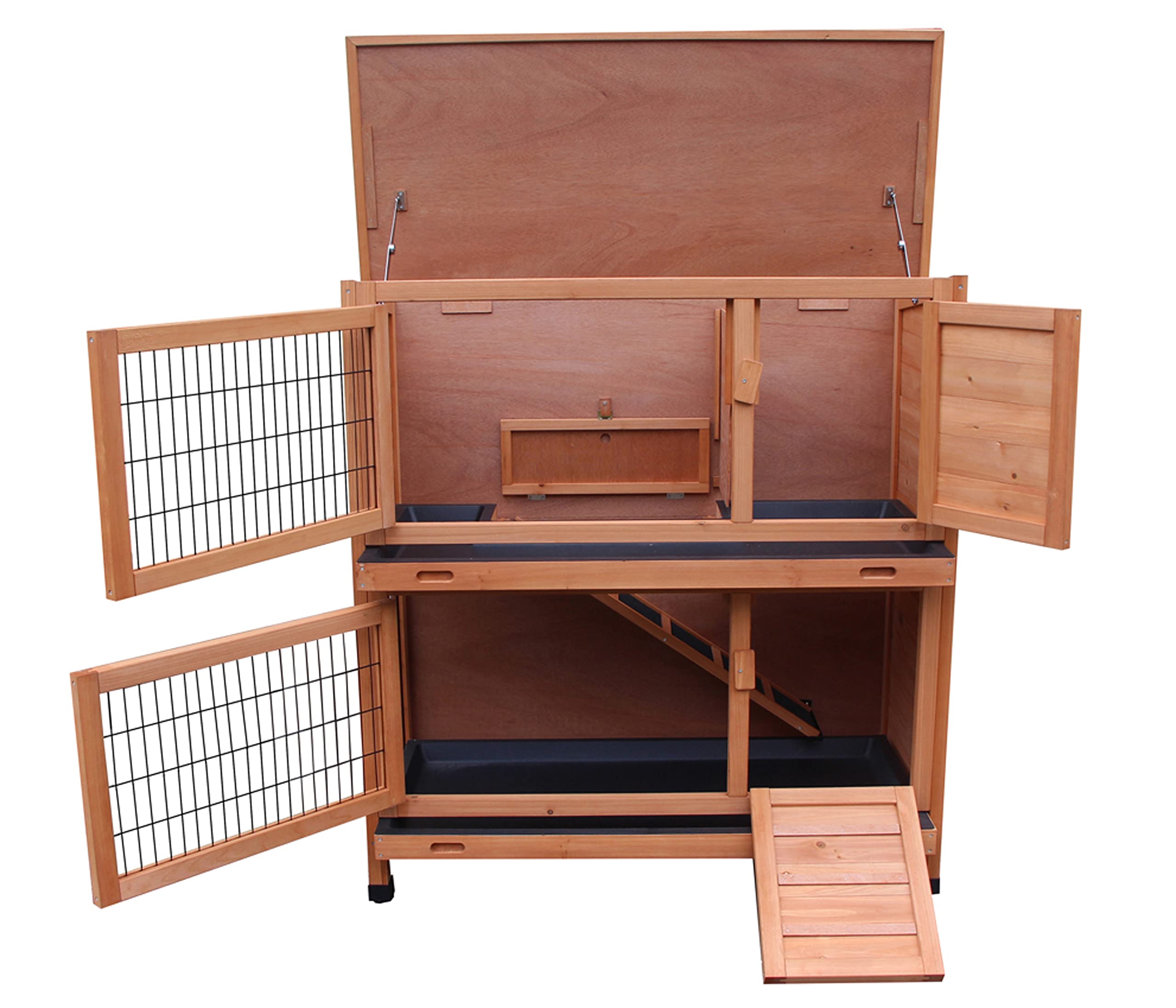 Dehner Kaninchenstall Original, ca. 114 x 57 x 116 cm, Kiefernholz, lasiert, Hellbraun