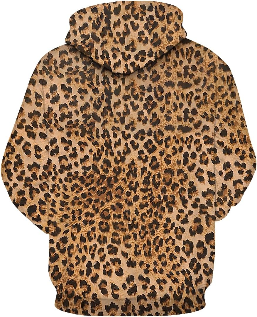 Lurhonp Leopard Print Long Sleeve Hoodie Sweatshirt Pullover for Men Women - Image 2