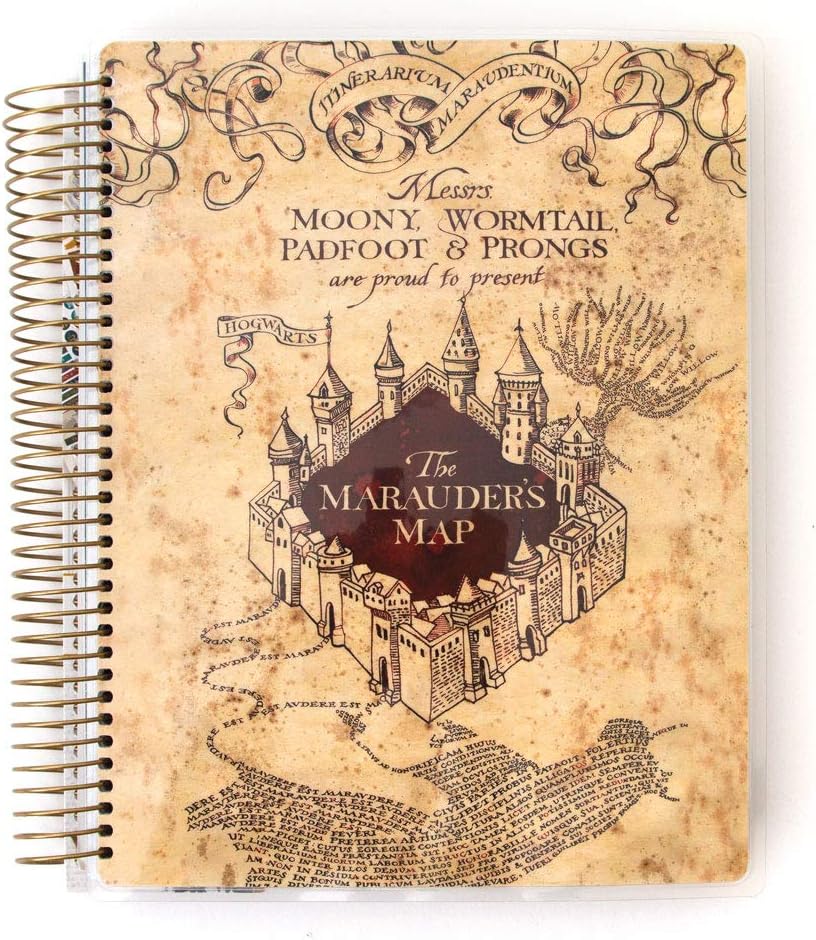 Paper House Productions Harry Potter 12 Month Undated 9.5" Planner with Month and Event Flag Stickers - Marauder's Map
