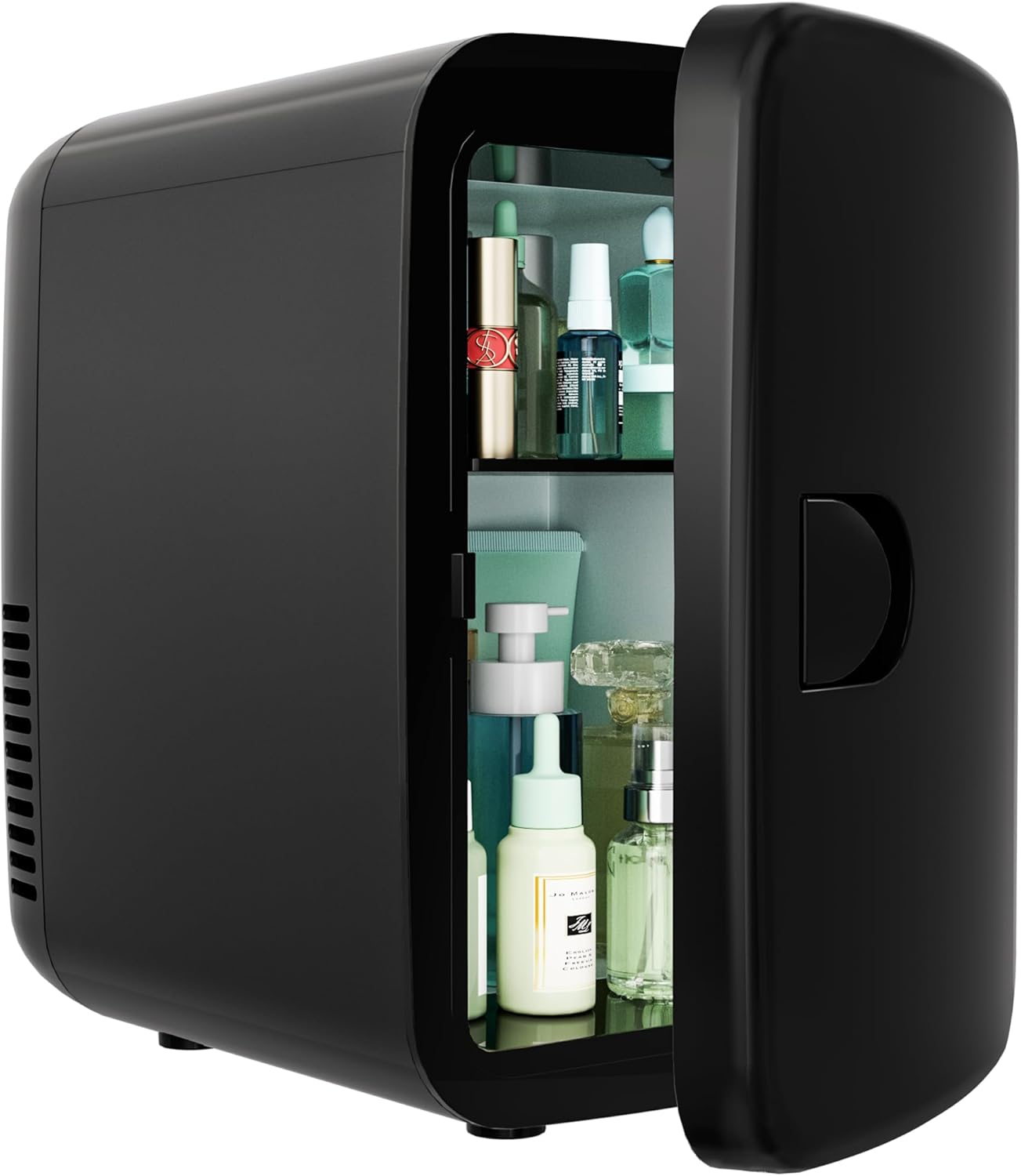EUHOMY Mini Fridge, 4 Liter/6 Cans AC/DC Small Refrigerator for Skincare, Portable Cooler and Warmer for Skin Care, Cosmetics, Beverage, 4L Makeup Mini Fridge for Bedroom, Car, Office, Dorm, Black