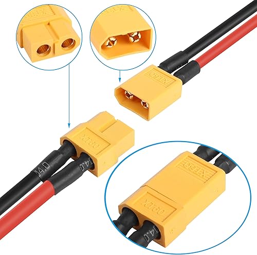 Miniatura 6 de YAODHAOD XT60 Cable de extensión de enchufe 12AWG 50CM cable de silicona, conector XT60 para batería RC Lipo, piezas de juguete de repuesto de