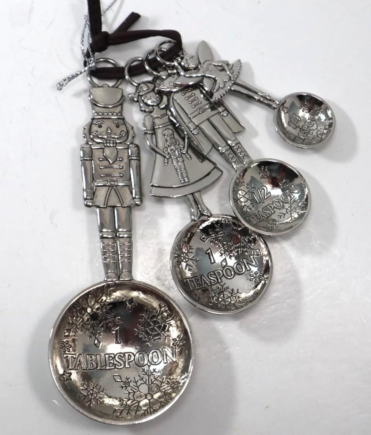 Sugar Plum Fairy Nutcracker Christmas Measuring Spoons Set, Decorative Silver Metal neating 4-Piece by Ganz