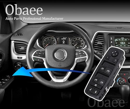 Miniatura 5 de Obaee Botón de control del interruptor de ventana eléctrica delantero izquierdo del lado del conductor compatible con Dodge Challenger 2013-2016