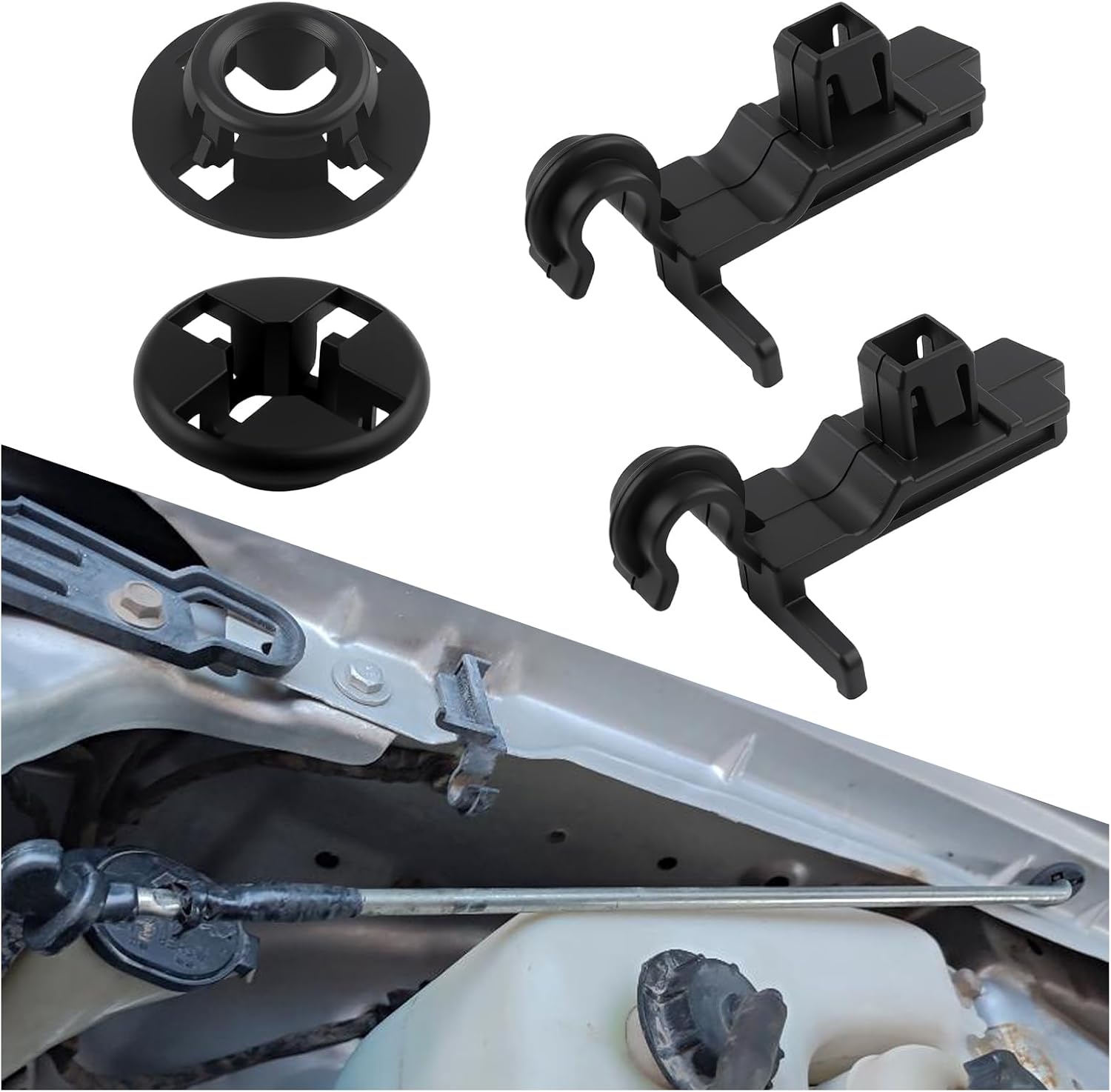 2PCS Car Hood Prop Rod Clip & Grommet,OEM 90480-15034 Car Hood Prop Clip Compatible with Toyota Crown 4Runner Sienna,Durable Hoods Support Rod Clips Cars Accessories