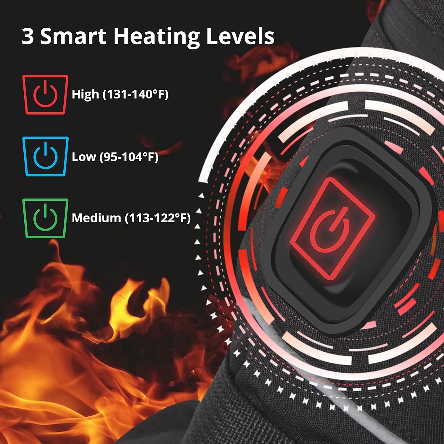 AKASO Heated Gloves for Men Women, Electric Heated Ski Gloves with 3 Heating Modes, Thermal Insulation Winter Hand Warmers with Rechargeable Battery-Overheating Protection- Best Gift, Black(M)