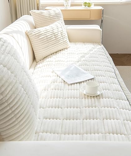 Miniatura 5 de Funda de sofá de felpa de piel sintética para perros con rayas 3D, funda de sofá esponjosa antideslizante, funda de cama esponjosa para perros,