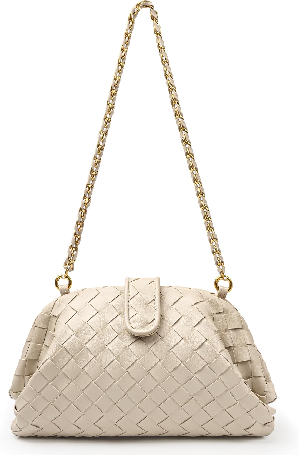 Joryin Woven Evening Bag for Women Woven Leather Dumpling Clutch Crossbody Handbag Shoulder Purse, Vegan Leather