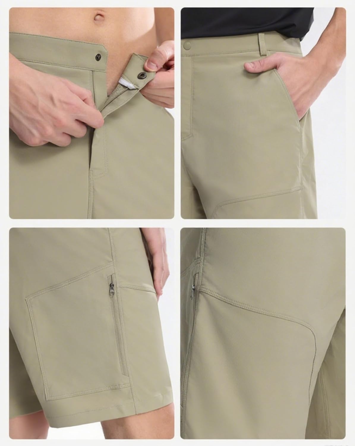 Men's Hiking Shorts Lightweight Summer Travel Casual Outdoor Knee-Length Quick Dry Short with Pockets