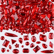 500 Pcs Flatback Acrylic Sew On Rhinestones Sewing Gems Crystal Mixed Shapes Sewing Beads Decorations Sew On Rhinestones for Clothes Crafts DIYRed