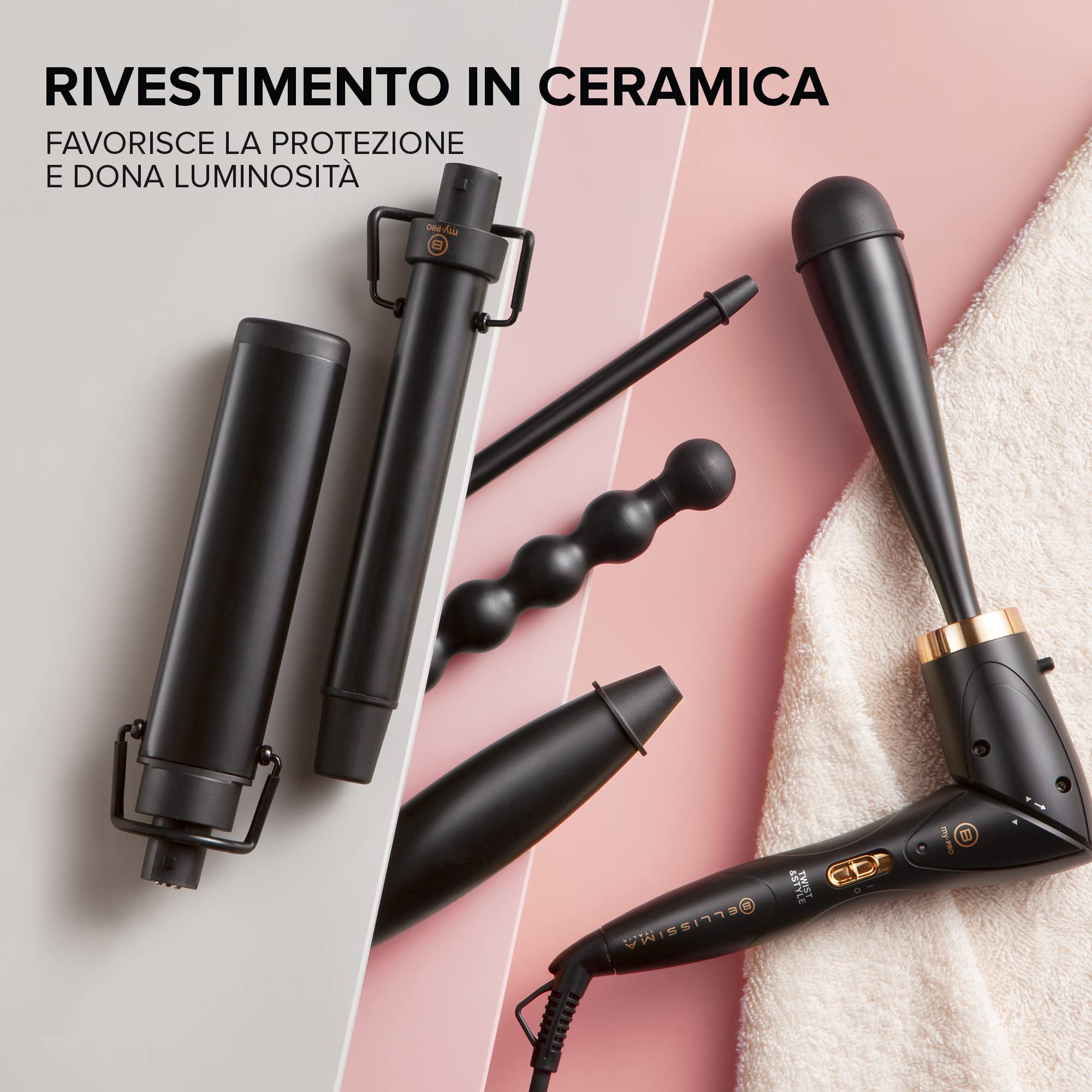 Bellissima Imetec My Pro Twist & Style GT22 100, Manico per Styler Arricciacapelli per Onde e Ricci, Temperatura Automatica, Riscaldamento Rapido, Orientabile a 90°, Accessori non Inclusi