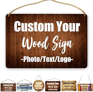 Custom Signs Personalized Wood Sign Design Your Own Add Photo Text Logo Name Date for Home Decor Customized Wooden Signs Welcome Family Board for Home, Kitchen, Outdoors, 12"x8"