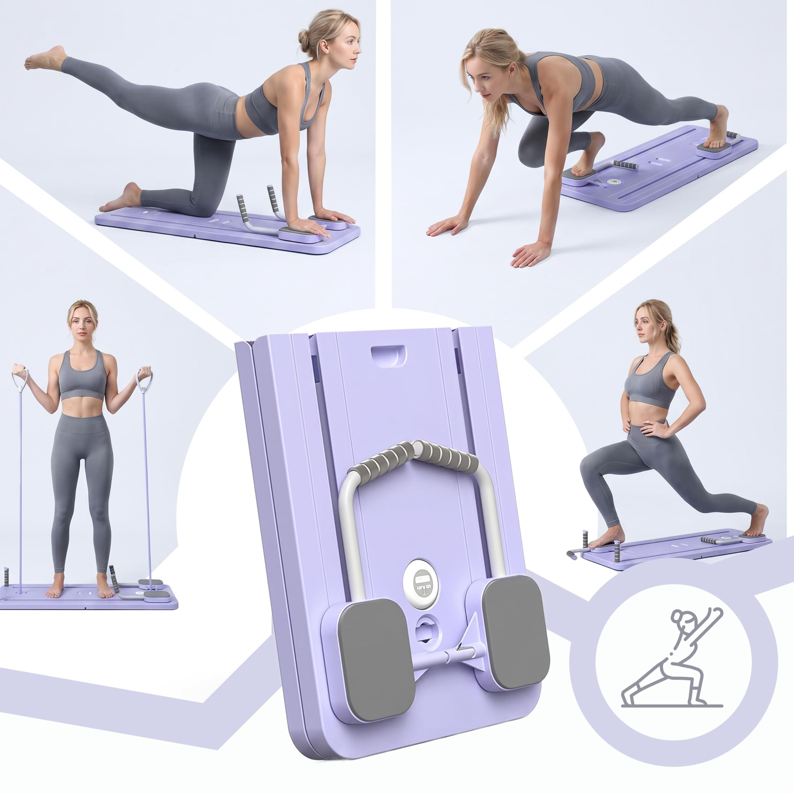 Retoo Pilates Board Für Zuhause Klappbar 8-in-1 – Multifunktionaler Pilates Reformer Mit Widerstandsbändern, Bauchtrainer, Push-Up Griffen & Kniepolstern Für Ganzkörper Core Training, Heimsport