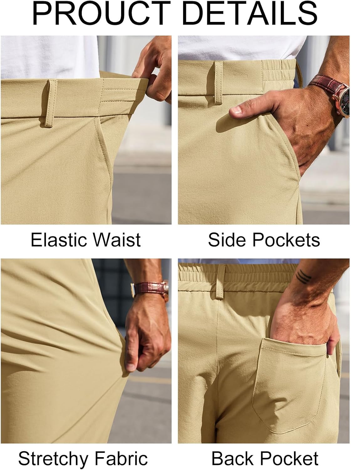 Runcati Mens Stretch Golf Pants Casual Dress Pants Work Trousers image 5