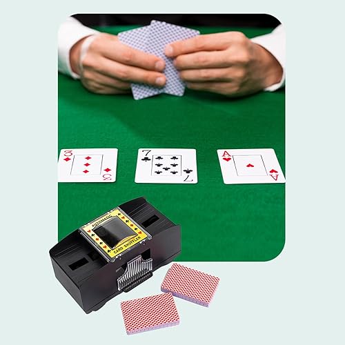 Miniatura 3 de Barajador automático de tarjetas, funciona con pilas, fácil operación, plástico duradero, baraja 2 barajas, para póker, Texas Poker, Blackjack,