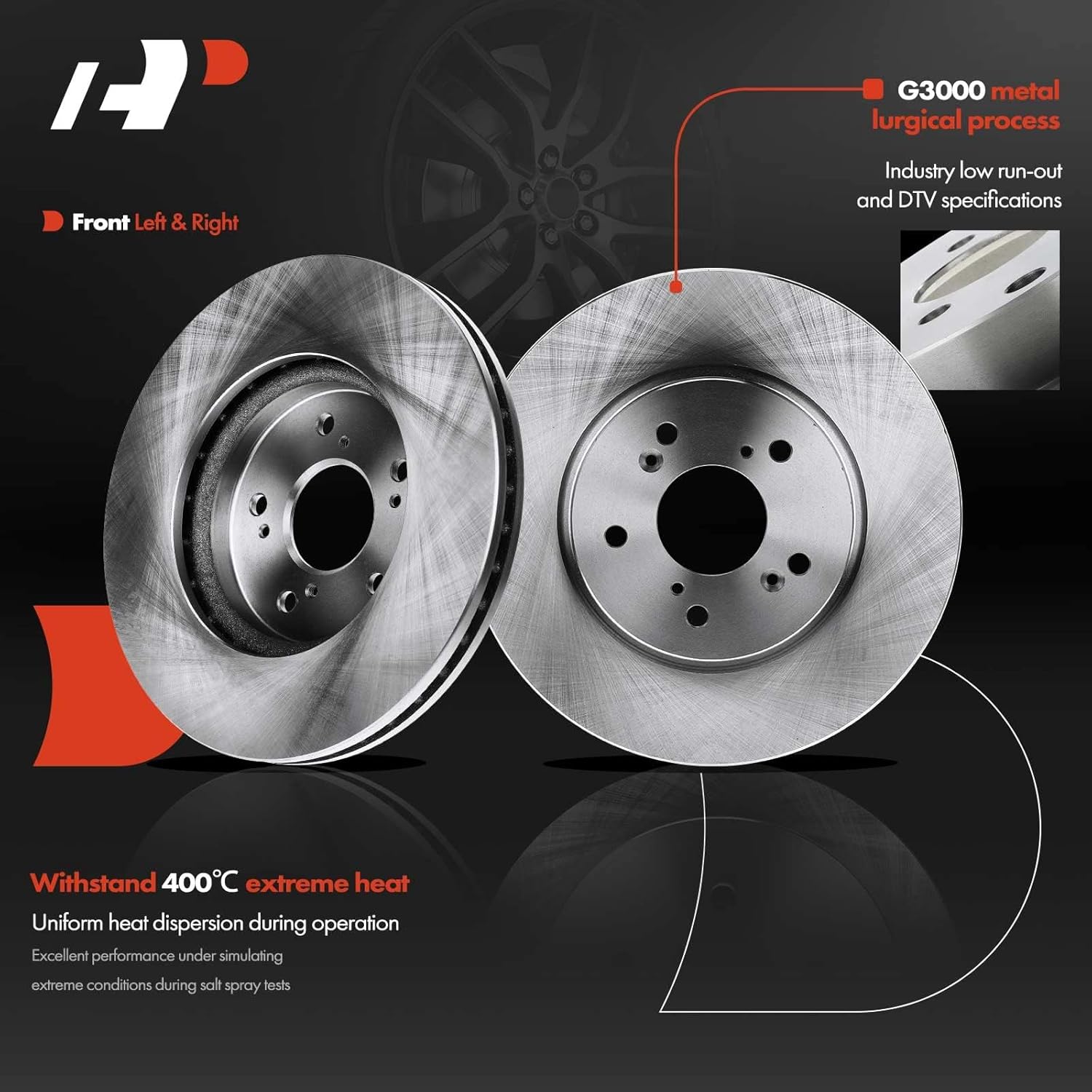 A-Premium Front Vented & Rear Solid Disc Brake Rotors + Ceramic Pads Kit Compatible with Select Acura and Honda Models - RDX 2010-2012, CR-V 2007-2016, 12-PC Set