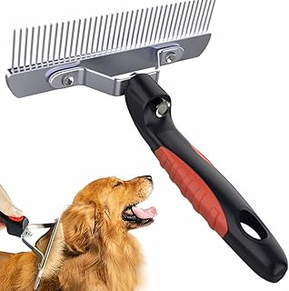 Undercoat Rake for Dogs, Dog Rake Brush Long Tooth Grooming Rakes Brush with Anti-Slip Handle - Dog Brushes for Grooming Long Hair Pets - Husky German Shepherd Golden Retriever Brushes for Shedding