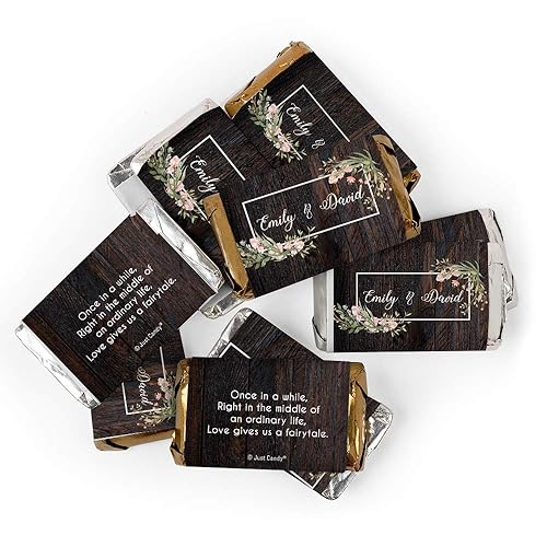 Miniatura 3 de 100 unidades de recuerdos de boda personalizados para invitados, envoltorios para caramelos en miniatura, dulces de boda rústicos (100 envoltorios)