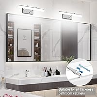 Vista 6 de Aipsun Luces LED de tocador de 15.7 pulgadas ajustables para baño, lámpara de pared para baño, accesorio de iluminación sobre espejo cromado moderno