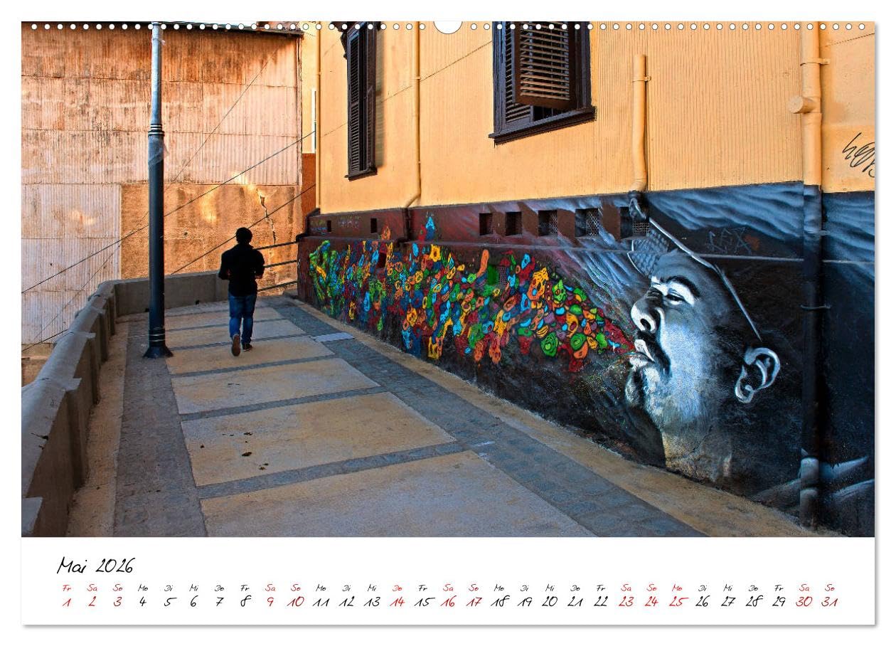 Die Farben von Valparaíso (Wandkalender 2026 DIN A2 quer), CALVENDO Monatskalender: Die Farben und Wandmalereien von Valparaíso (CALVENDO Orte)