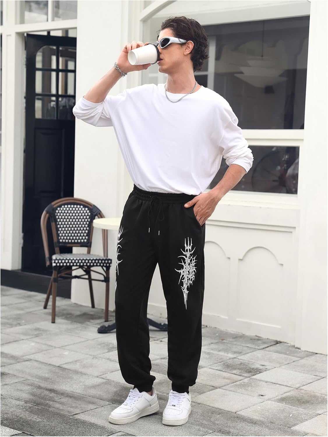 SHENHE Men's Graphic Drawstring Jogger Track Pants Loose Athletic Sports Sweatpants Streetwear - Image 3