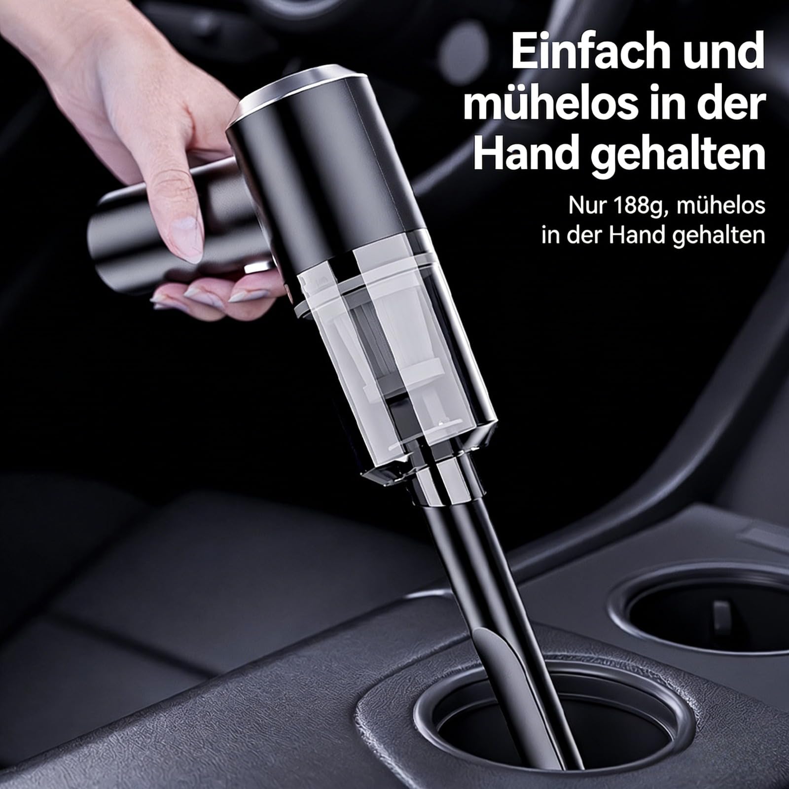 Dustaclean Handstaubsauger 130W starker Saugkraft Handheld Vacuum, kabelloser Handakku-Staubsauger für Auto & Zuhause, mit Zubehör-Set, wiederaufladbar (Weiß)