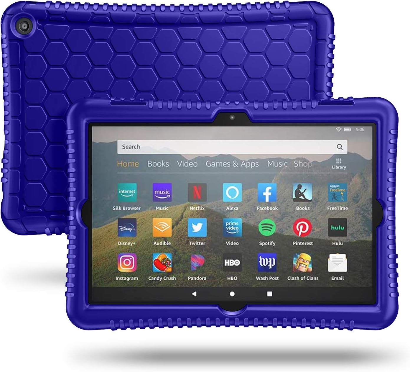 Fintie Silicone Case for All-New Kindle Fire HD 8 Tablet and Fire HD 8 Plus Tablet (10th Generation, 2020 Release) - [Honey Comb Series] [Kids Friendly] Light Weight Shock Proof Back Cover, Navy