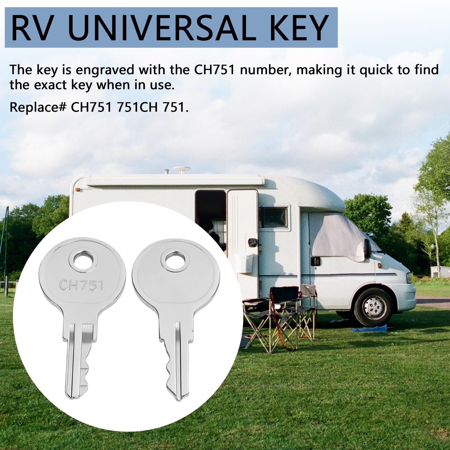 12 Pcs CH751 Key, CH751 Universal Replacement Keys for RV Compartments Campers Door Hatch RV Doors Cabinets Storage Boats Trailers Tool Boxes