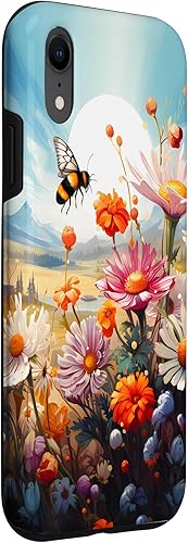 Vista 66 de Funda para iPhone 13 Pro Lively Bee en Sunny Meadow of Wildflowers