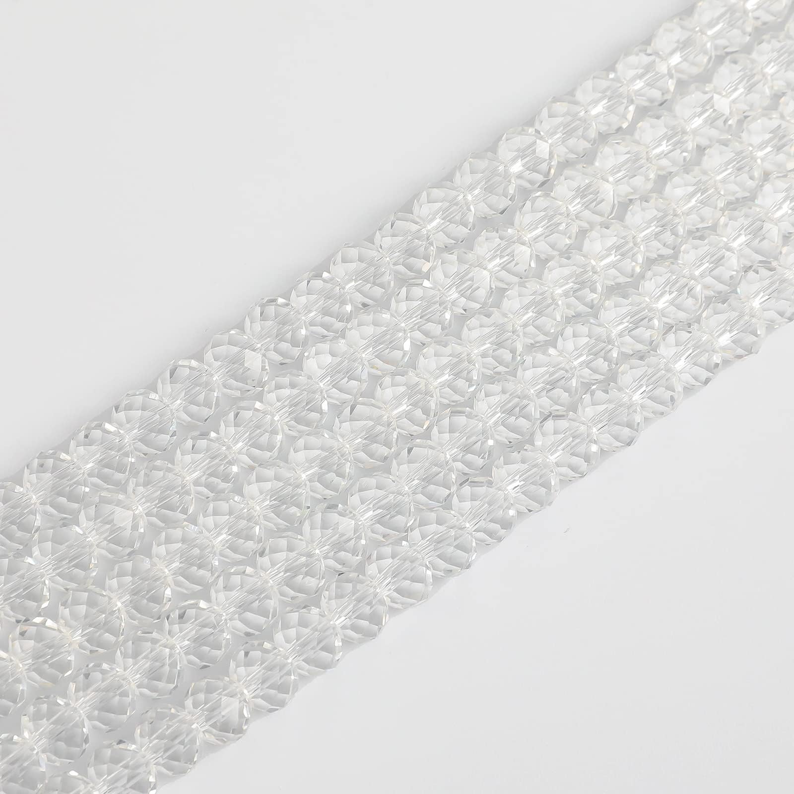 8mm White Rondelle Glass Beads for Jewelry Making 320pcs Faceted Briolette Shape Crystal Spacer Beads Assortments Supplies Accessories for Bracelet Necklace for Wholesale